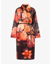 Dries Van Noten - Belted Check Satin Rain Coat - Lyst