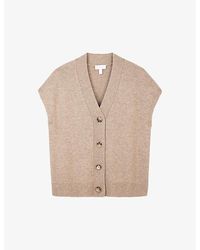 The White Company - V-neck Button-through Wool And Cashmere-blend Vest - Lyst