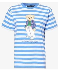 Polo Ralph Lauren - Brand-print Striped Cotton-jersey T-shirt - Lyst