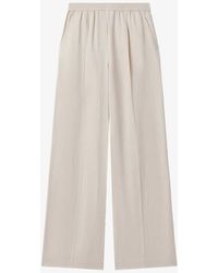 Reiss - Vera Elasticated-waistband Wide-leg Mid-rise Linen-blend Trousers - Lyst