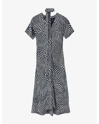 Whistles - Polka-Dot Crepe Midi Dress - Lyst