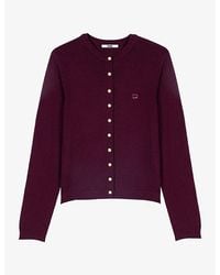 Maje - Buttoned Logo-Embroidered Wool Cardigan - Lyst