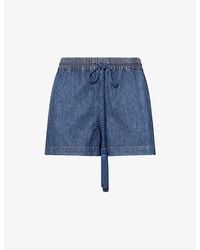 Valentino - Drawstring Cotton-Denim Shorts - Lyst