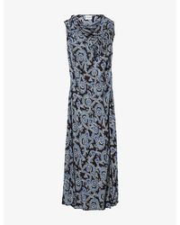 Claudie Pierlot - Paisley-Print Sleeveless Satin Maxi Dress - Lyst