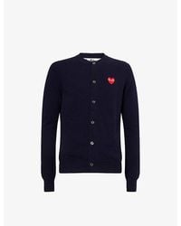 COMME DES GARÇONS PLAY - Heart-Embroidered Knitted Wool Cardigan - Lyst