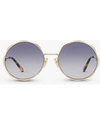 Chloé - Ch0184s Round-frame Metal Sunglasses - Lyst