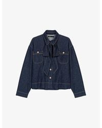 Maje - Bow Relaxed-Fit Denim Shirt - Lyst