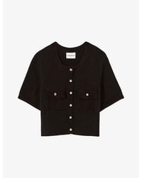 Claudie Pierlot - Short-Sleeve Velvet Knit Cardigan - Lyst