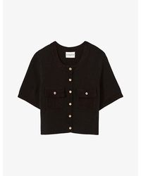 Claudie Pierlot - Short-Sleeve Velvet Knit Cardigan - Lyst