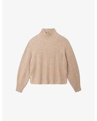 The White Company - Funnel-Neck Ribbed Wool And Cashmere-Blend Jumper - Lyst