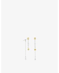 Astrid & Miyu - Chain Drop 14Ct- Lab-Grown Diamond And Sapphire Drop Earrings - Lyst