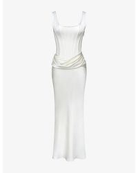 House Of Cb - Kira Satin Gathered Maxi Dress - Lyst