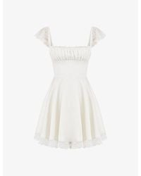 House Of Cb - Kaia Square-Neck A-Line Woven Mini Dress - Lyst