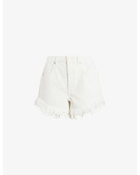 AllSaints - Astrid Frayed Organic-cotton Denim Shorts - Lyst