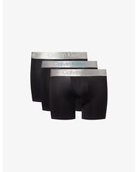 Calvin Klein - Brushed Logo-Waistband Pack-Of-Three Microfibre-Stretch Trunks - Lyst