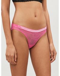 Tommy Hilfiger Floral-print Mesh Bikini Briefs - Pink