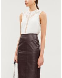Sandro Lace-panel Crepe Blouse - Brown