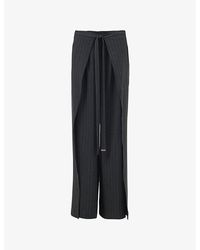eem - Draped Wide-Leg Woven Trousers - Lyst