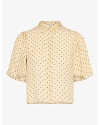 FRAME - The Flutter Dot-Print Silk Blouse - Lyst