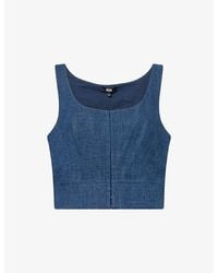 PAIGE - Carra Cotton And Linen Blend Denim Top - Lyst