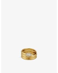 Indigo Lune - Cassie 18Ct-Plated Stainless-Steel And Cubic Zirconia Ring - Lyst