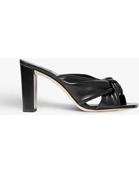 Jimmy Choo - Avenue 85 Knot-embellished Leather Heeled Mules 2. - Lyst
