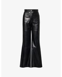Victoria Beckham - Alina Wide-Leg Leather Trousers - Lyst
