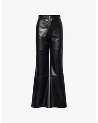 Victoria Beckham - Alina Wide-Leg Leather Trousers - Lyst