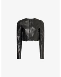 Alaïa - Curved-Hem Cropped Leather Jacket - Lyst
