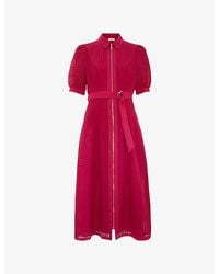 Phase Eight - Carey Puff-Sleeved Woven Midi Dress - Lyst