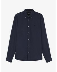 BOSS - Brand-Embroidered Long-Sleeved Linen Shirt - Lyst