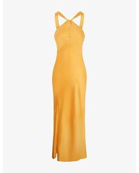 OMNES - Alessia Halter-Neck Satin Maxi Dress - Lyst