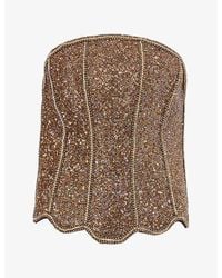 GRACE FAENA - Beaded Scallop Silk Corset Top - Lyst