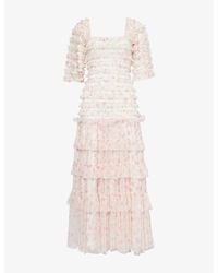 Needle & Thread - Rose Ditsy Frilled Woven Midi Dress - Lyst
