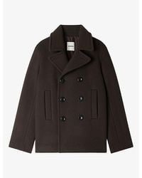 Sandro - Collared Double-Breasted Wool-Blend Pea Coat - Lyst