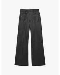 Reiss - Priya High-Rise Leather Trousers - Lyst