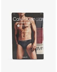 Calvin Klein - Branded-Waistband Mid-Rise Pack Of Three Stretch-Woven Briefs - Lyst