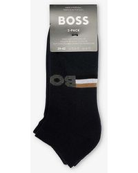 BOSS - Iconic Logo-pattern Pack Of Two Stretch-cotton Blend Socks - Lyst