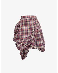 Vivienne Westwood - Nymph Check Asymmetric-Pleat Linen-Blend Mini Skirt - Lyst