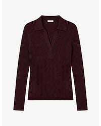 JOSEPH - Collared Rib Merino-Wool Blend Polo Top - Lyst