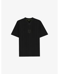 BOSS - Crest-Appliqué Striped Cotton T-Shirt - Lyst
