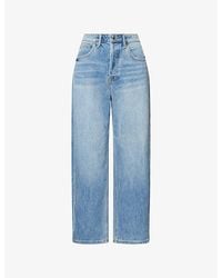 GOOD AMERICAN - Cropped Barrel-Leg Denim Jeans - Lyst