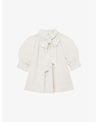 Reiss - Lerina Tie-Neck Crepe Blouse - Lyst