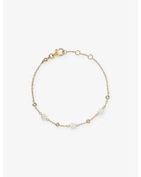 Astley Clarke - Pearls 18Ct-Plated Sterling- Freshwater Pearl And Sapphire Station Bracelet - Lyst