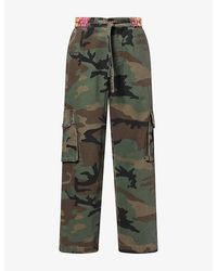 NAHMIAS - Embroidered-Print Cotton Cargo Trousers - Lyst