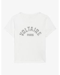 Zadig & Voltaire - Alys Rhinestone-Embellished Short-Sleeve Cotton T-Shirt - Lyst