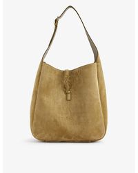 Yves Saint Laurent Natural Beige Shearling/Brick Leather Le Fermoir Shoulder Bag