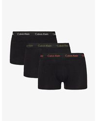 Calvin Klein - Branded-waistband Low-rise Fitted Stretch-cotton Trunks Pack Of Three - Lyst