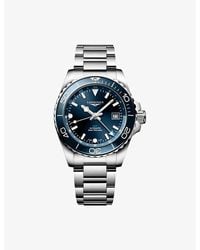 Longines - L3.790.4.96.6 Hydroconquest Gmt Stainless-Steel Automatic Watch - Lyst
