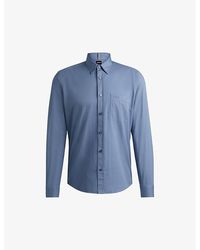 BOSS - Regular-Fit Logo-Embroidered Cotton-Twill Shirt - Lyst